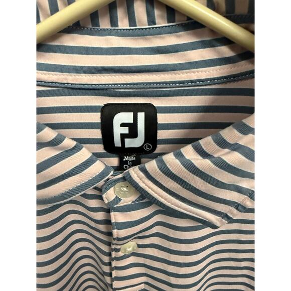 Pink Striped FootJoy FJ Golf Polo Preppy Sz Large - Picture 3 of 6